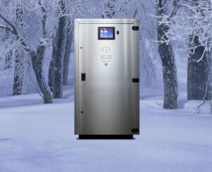 SmartWatt Boiler combined heat and power solution in winter forest.